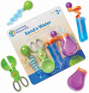 Learning Resources Sand & Water Fine Motor Set - Toddler Learning Toys, Educational Toys for Toddlers, Fine Motor Tool Set, Sensory Toy, Sand Table Toys, Ages 3 , 4 Pieces