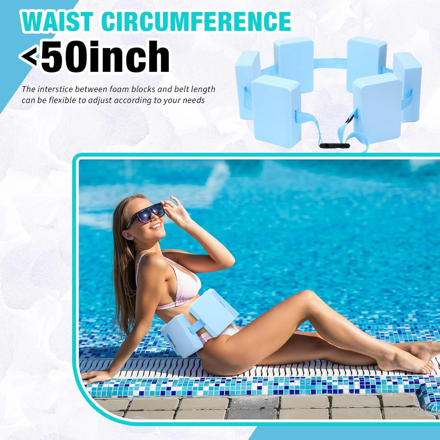 Lenwen 2 Pcs Swim Belt Flotation Belt Pool Exercise Equipment for Adults Adjustable Aquatic Auxiliary Swimming Waist Belt with EVA Foam Swim Training Aid for Beginners Easy and Safe