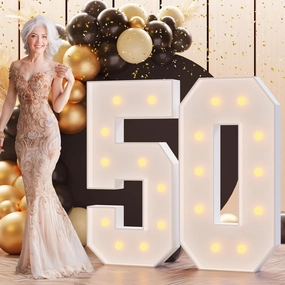 Light Up Numbers 4FT, Number 50 Light Up Sign Marquee Numbers 4 Feet Tall, Large 50 Marquee Number for 50th Birthday Party Decorations Mosaic Número