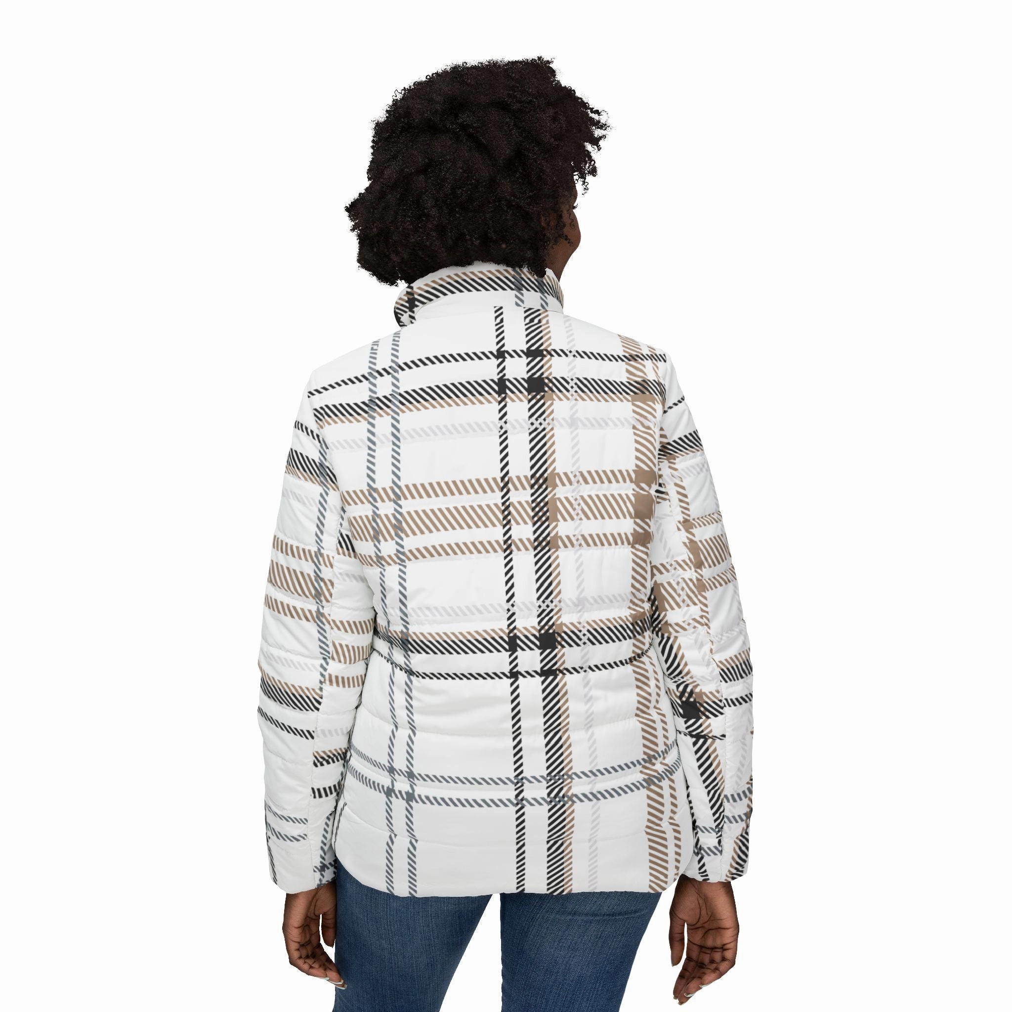Lightly Plaided Women’s Puffer Jacket
