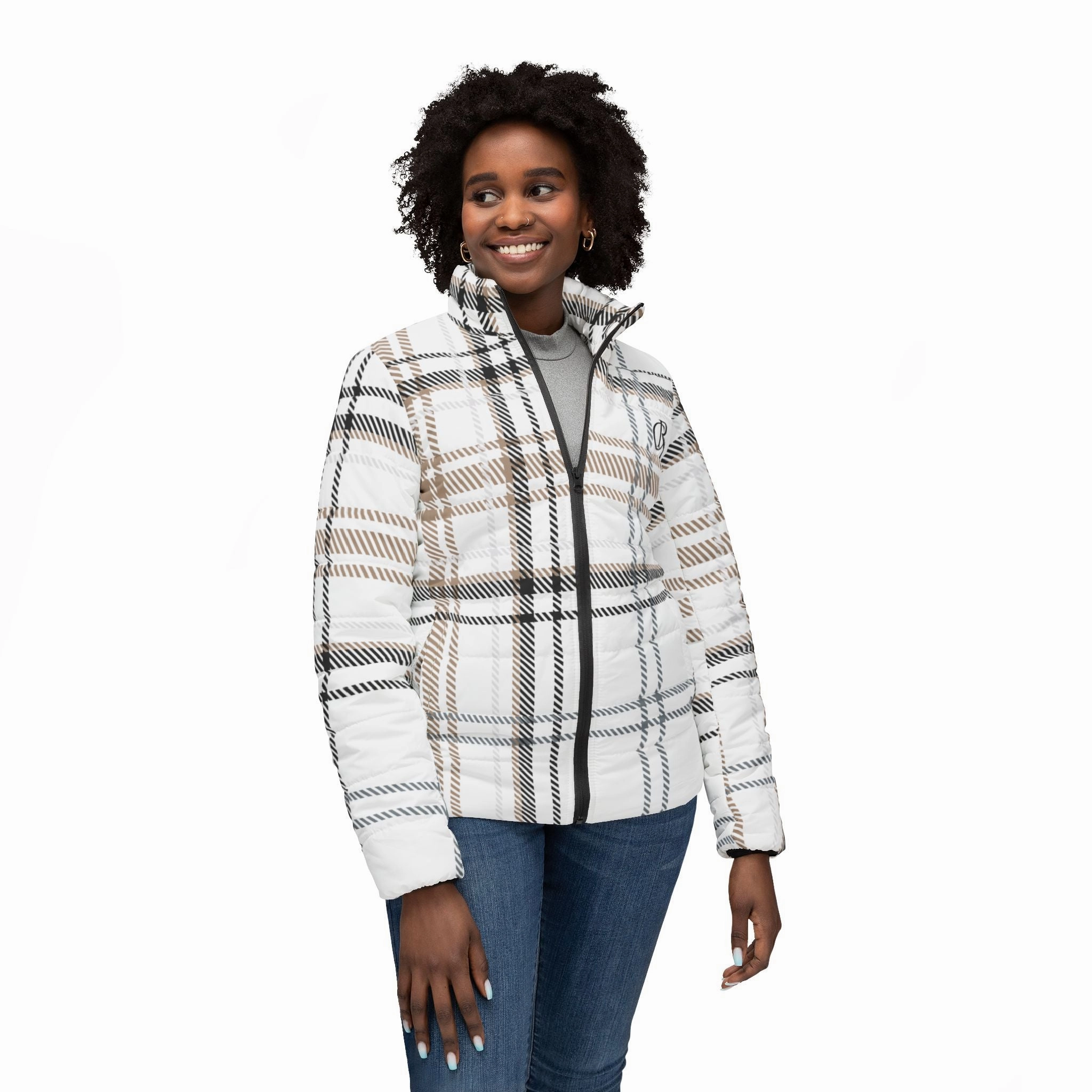 Lightly Plaided Women’s Puffer Jacket