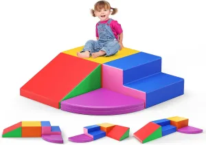 Lischwert Foam Climbing Blocks for Toddlers 1-3, 4pcs Soft Play Set with Crawling Exploration Toys, Indoor Outdoor Infant Safe Blocks for Baby Gym Toddler Playground - Colorful