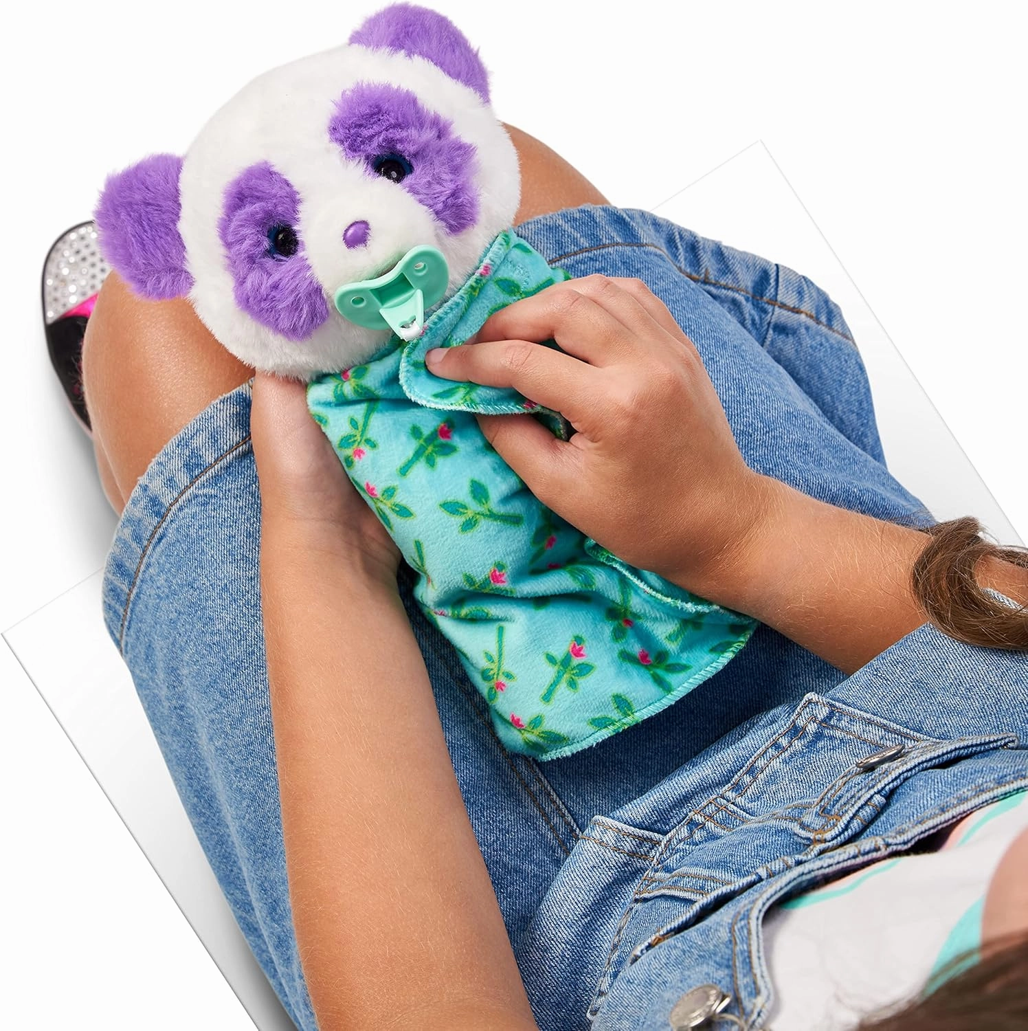 Little Live Pets WODJ4 Cozy Dozys: Petals The Panda | Interactive Plush Toy Panda. 25  Sounds and Reactions. Magical Eye Movement. Blanket, Pacifier for Kids Ages 4 , Multicolor (26400)