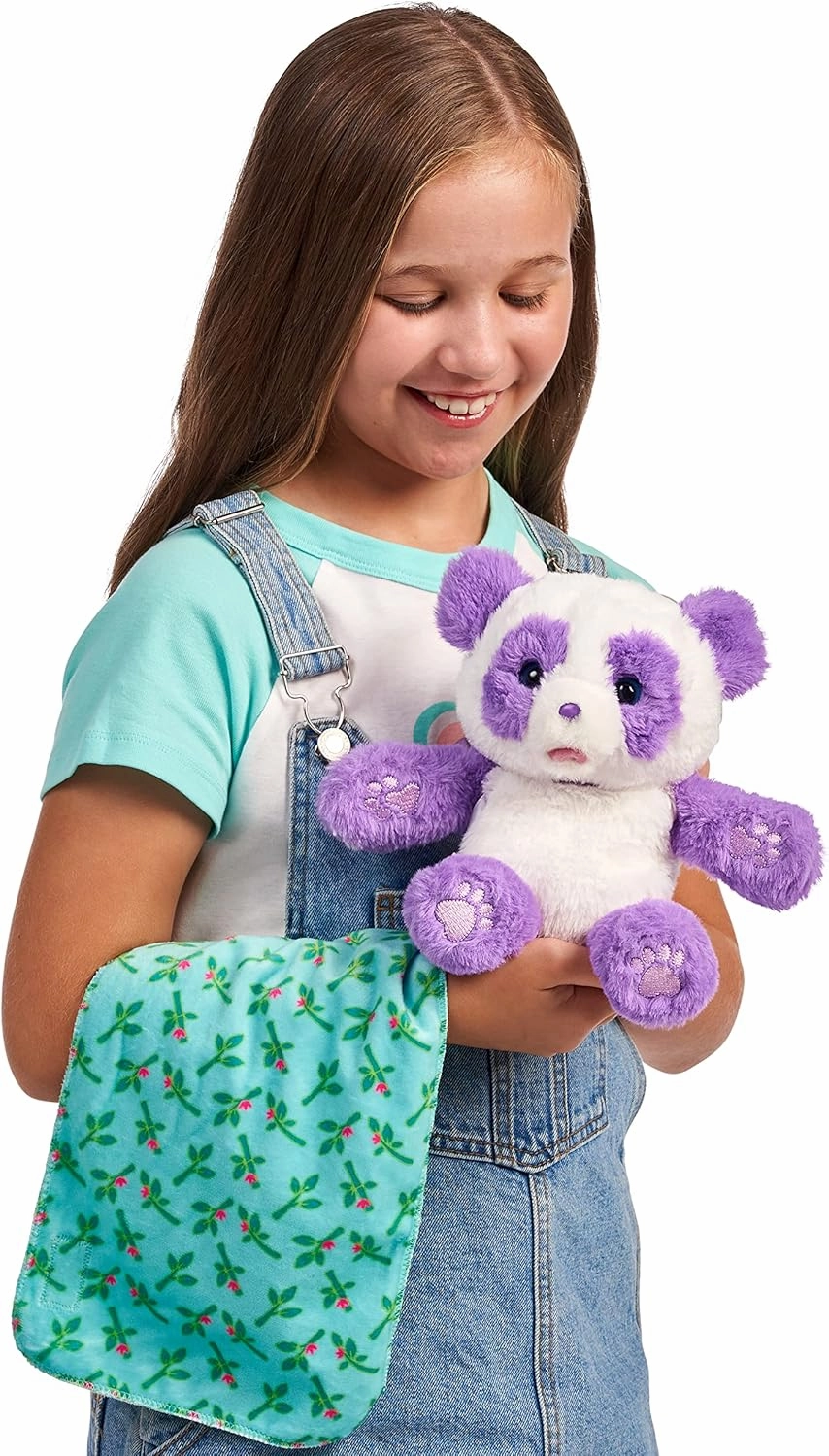 Little Live Pets WODJ4 Cozy Dozys: Petals The Panda | Interactive Plush Toy Panda. 25  Sounds and Reactions. Magical Eye Movement. Blanket, Pacifier for Kids Ages 4 , Multicolor (26400)