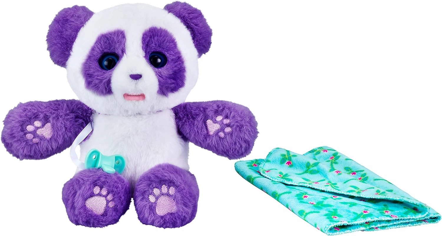 Little Live Pets WODJ4 Cozy Dozys: Petals The Panda | Interactive Plush Toy Panda. 25  Sounds and Reactions. Magical Eye Movement. Blanket, Pacifier for Kids Ages 4 , Multicolor (26400)