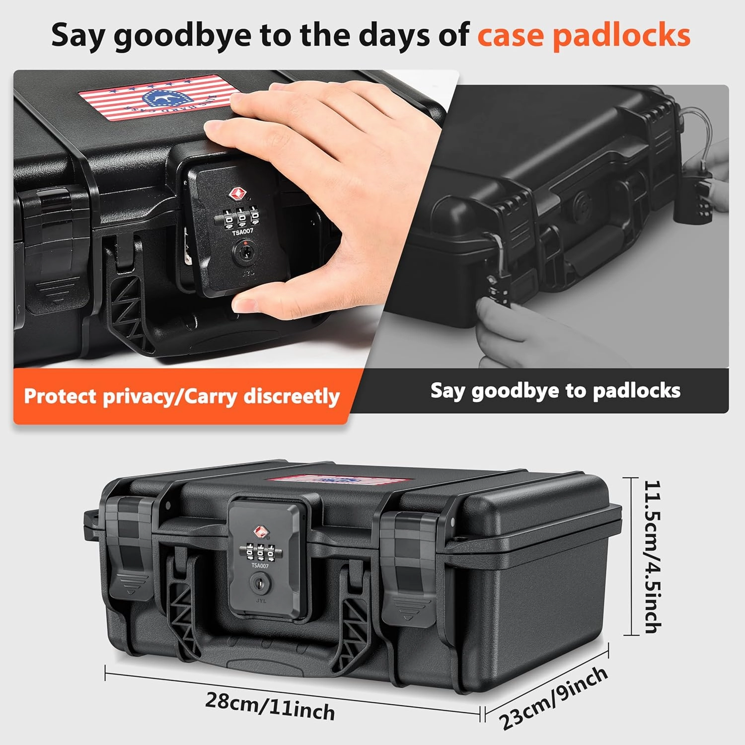 Lockable Handgun Case for Glock, TSA Gun Case for G17/G19/G20/G21/G22/G23/G31/G32/G37/G38/G43/G45, Waterproof Gun Case with Foam, Pistol Case for Transport & Storage
