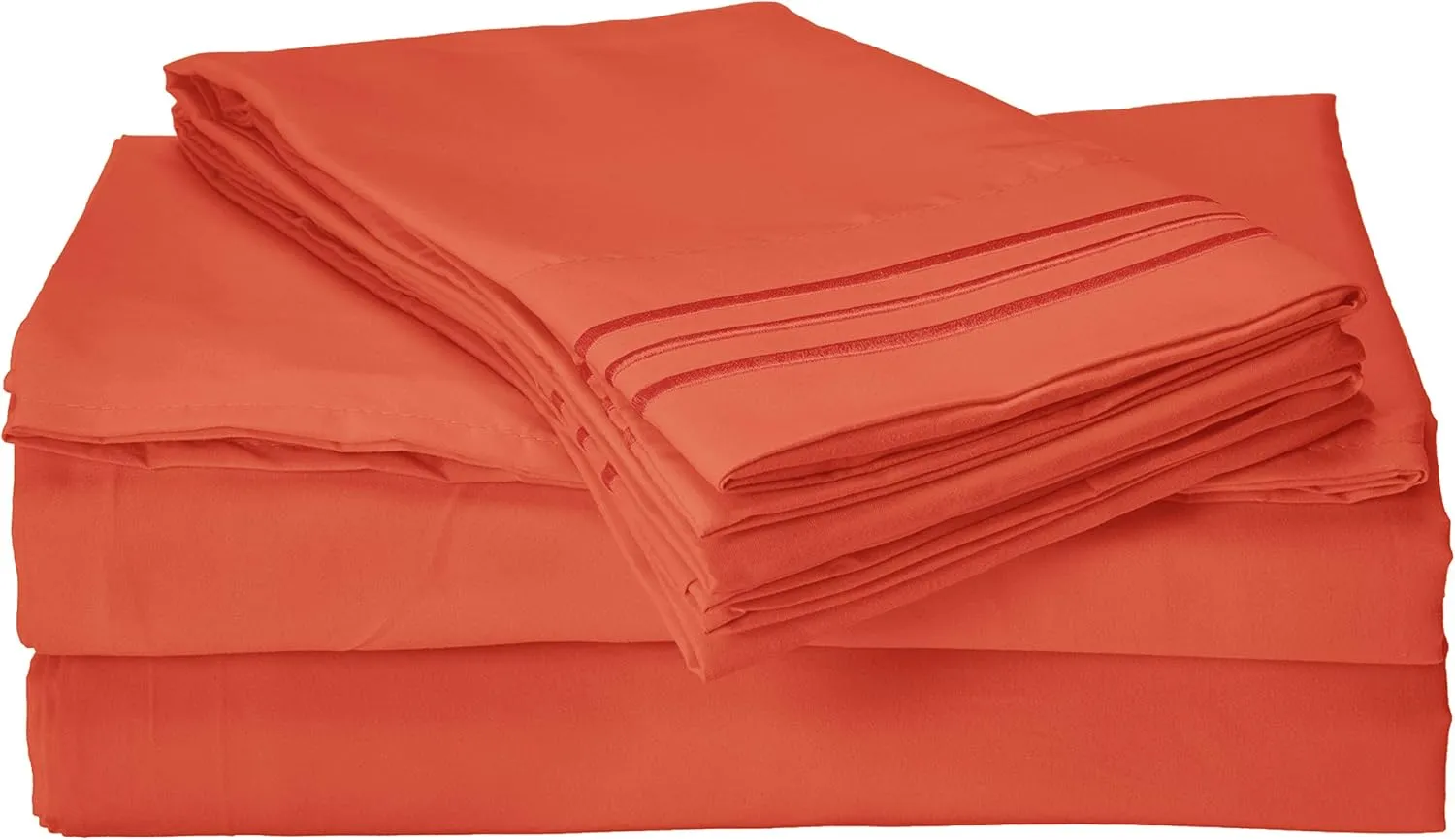 Luxury Silky Soft - Wrinkle Resistant 1500 Thread Count Egyptian Quality Super Soft Fade Resistant 4-Piece Bed Sheet Set, Deep Pocket, California King, Orange/Rust