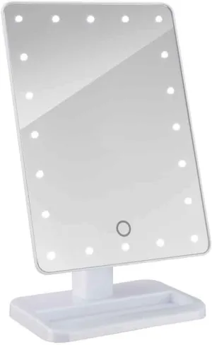 LXB Makeup Small Mirror,Led Makeup Mirror with Lamp Desktop Lamp Dressing Mirror Large Married Princess Mirror Portable Mirror Dormitory Simple Modeling Smart Dimming Options Led Makeup Mirror,White