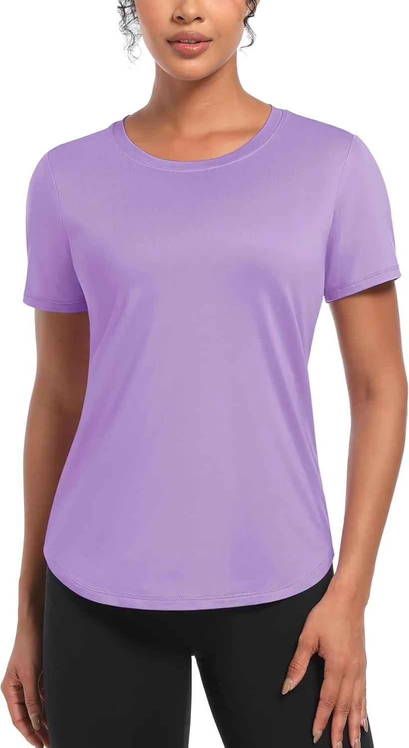 MAGCOMSEN Women's UPF 80  Short Sleeve T-Shirts Moisture Wicking Quick Dry Athletic Workout Rash Guard Tops