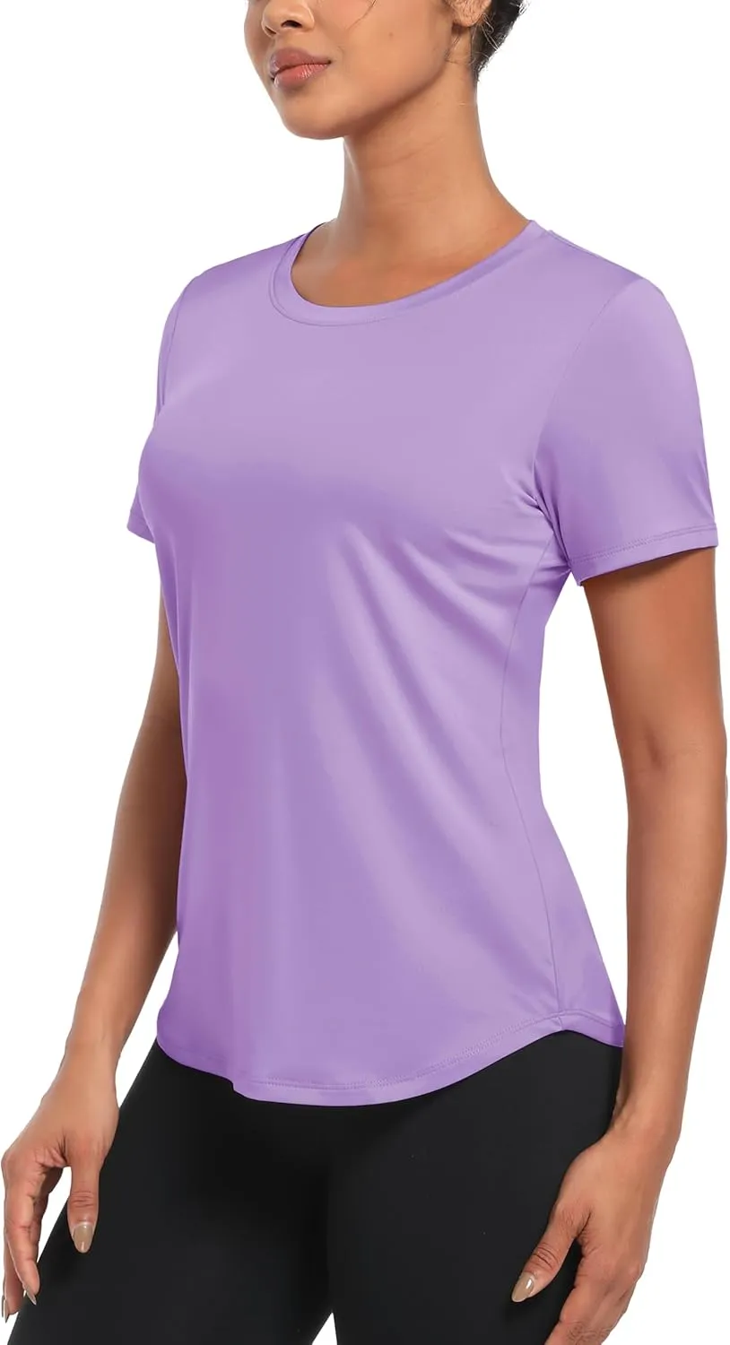 MAGCOMSEN Women's UPF 80  Short Sleeve T-Shirts Moisture Wicking Quick Dry Athletic Workout Rash Guard Tops