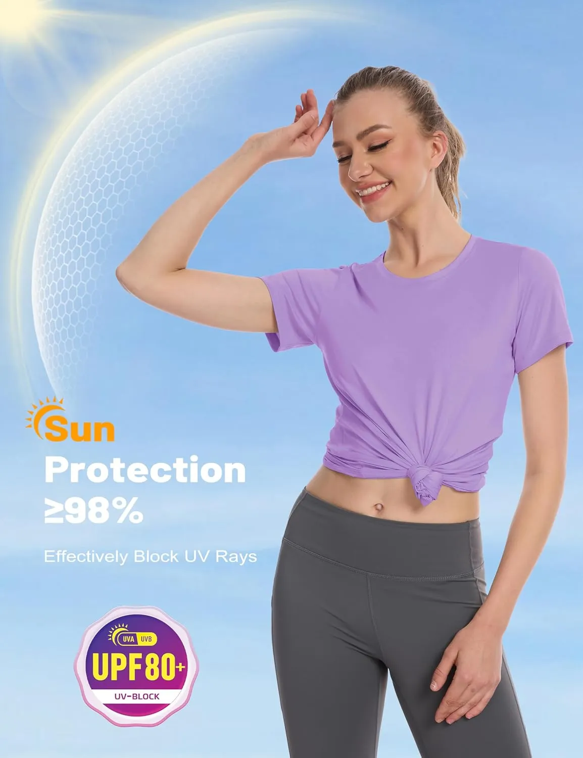 MAGCOMSEN Women's UPF 80  Short Sleeve T-Shirts Moisture Wicking Quick Dry Athletic Workout Rash Guard Tops