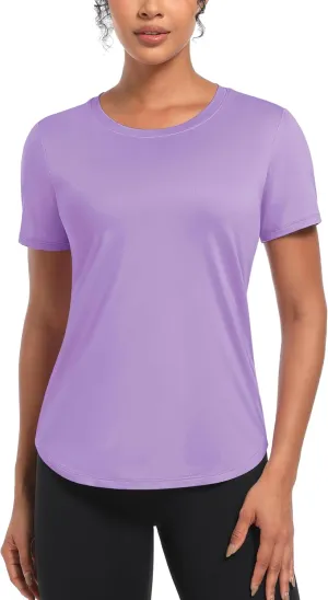 MAGCOMSEN Women's UPF 80  Short Sleeve T-Shirts Moisture Wicking Quick Dry Athletic Workout Rash Guard Tops