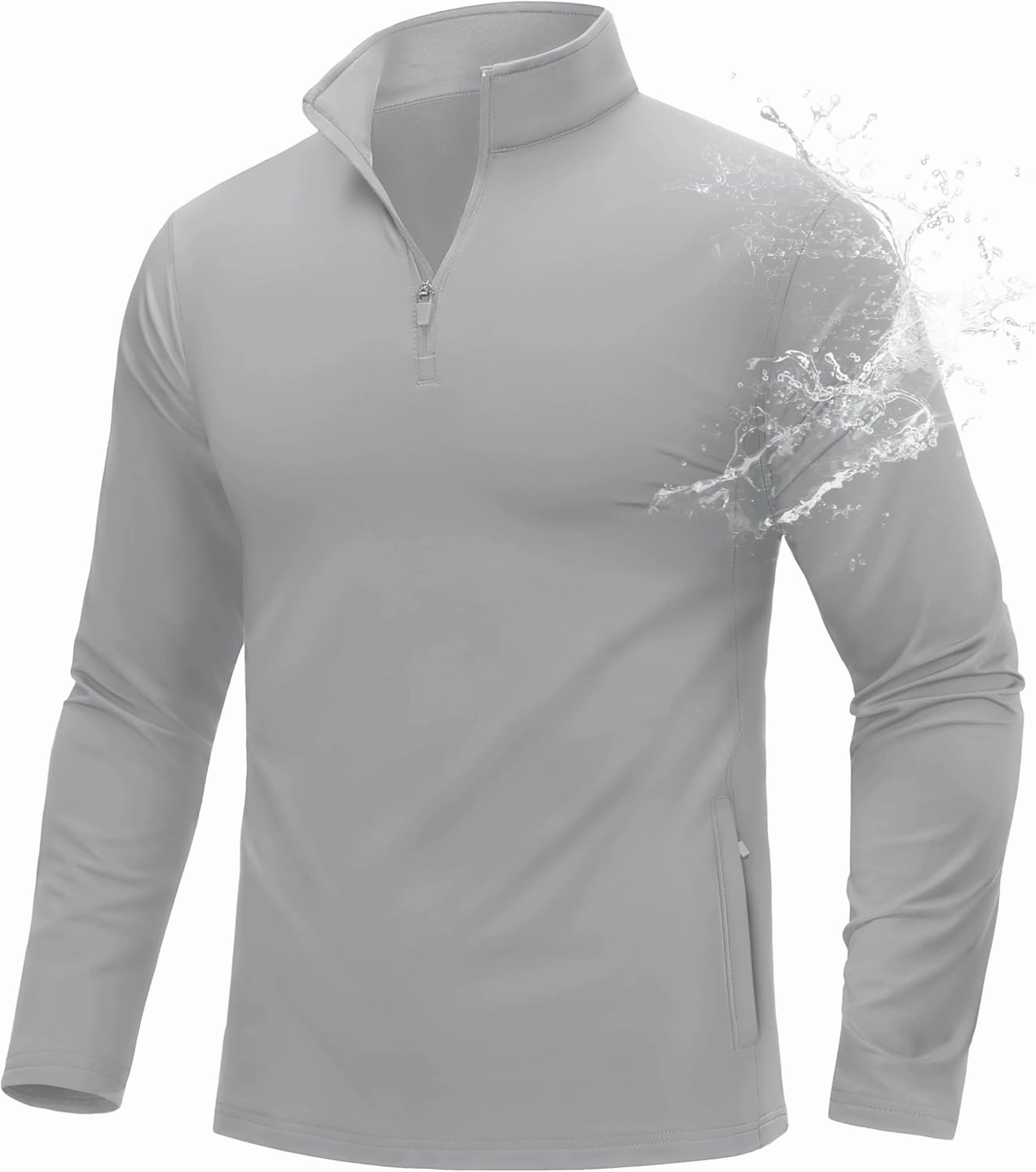 MAGCOMSEN Quarter Zip Pullover Men 1/4 Zip Golf Jacket Fleece Lined Water Resistant Sweatshirt 2 Zipper Pockets Winter