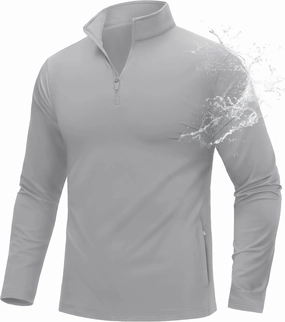 MAGCOMSEN Quarter Zip Pullover Men 1/4 Zip Golf Jacket Fleece Lined Water Resistant Sweatshirt 2 Zipper Pockets Winter