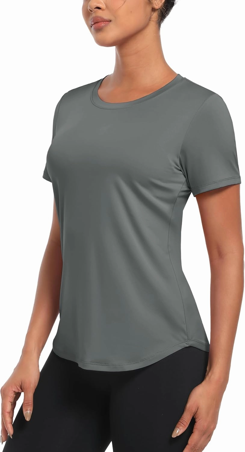 MAGCOMSEN Women's UPF 80  Short Sleeve T-Shirts Moisture Wicking Quick Dry Athletic Workout Rash Guard Tops