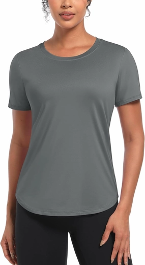 MAGCOMSEN Women's UPF 80  Short Sleeve T-Shirts Moisture Wicking Quick Dry Athletic Workout Rash Guard Tops