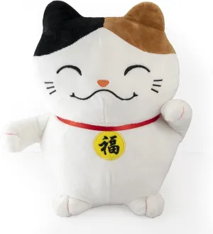 Mango Steam 11" Adorable Kawaii Lucky Cat Plush with Waving Arm - Soft and Hypoallergenic (White)