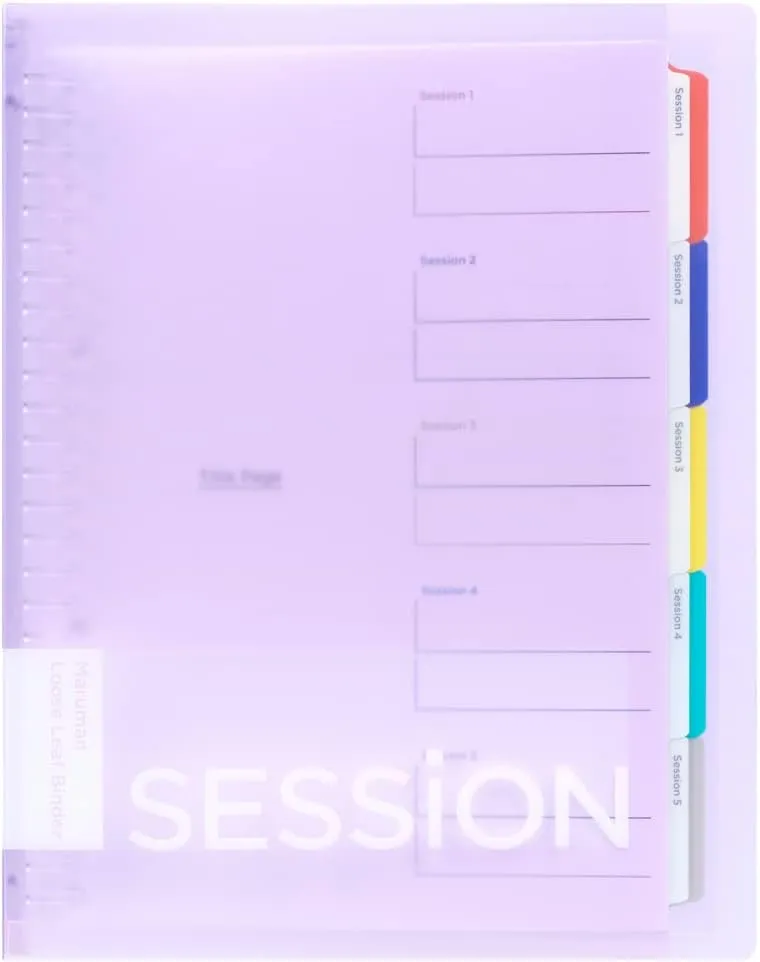 Maruman Loose Leaf Color Binder Session B5 26 Rings and Loose Leaf Paper B5 6mm ruled 50 sheets(L1201) Pack… (Light Purple)