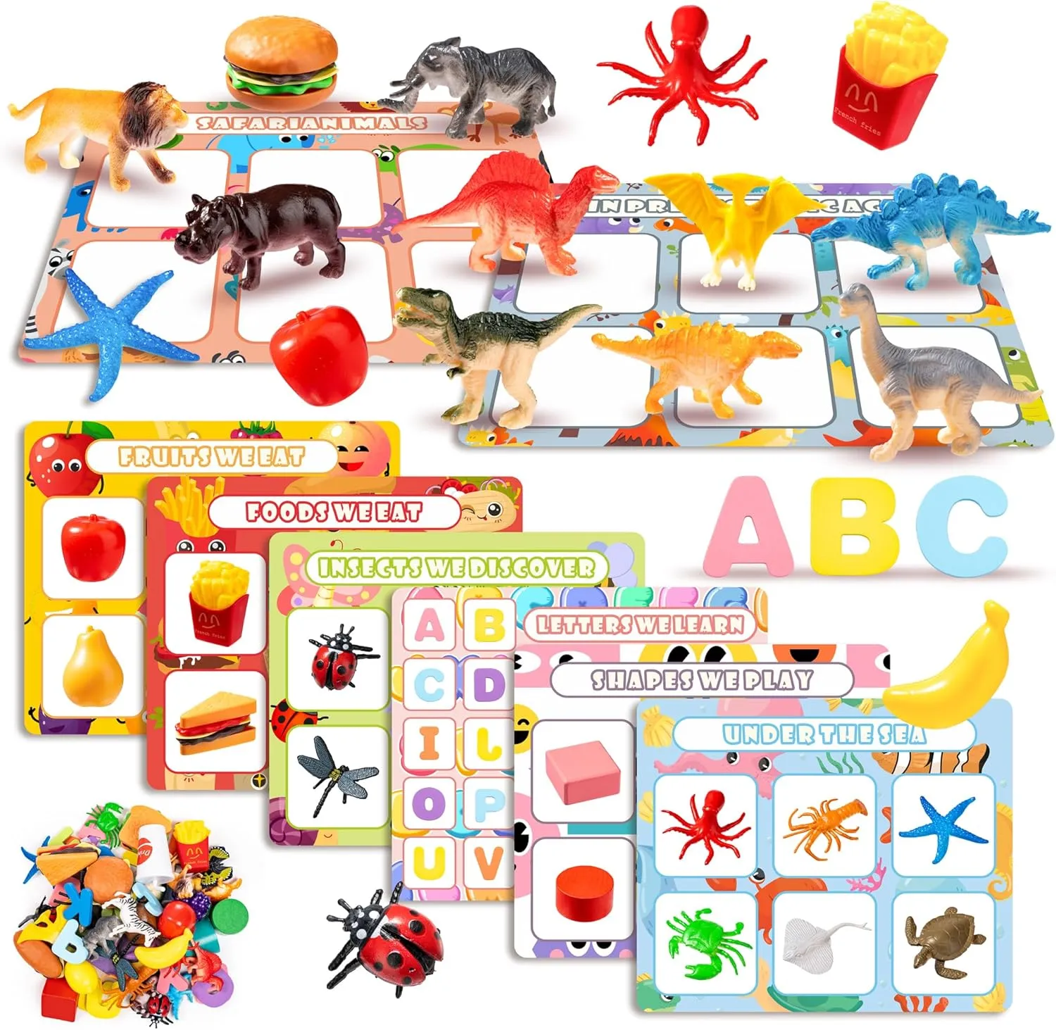 Matching Games for Toddlers Sorting Toys: Preschool Learning Activities for Kids, Montessori Autism Sensory Toy with Multi Themes - Educational Classroom Game for Age 1 2 3 4 5 Year Old Boys and Girls