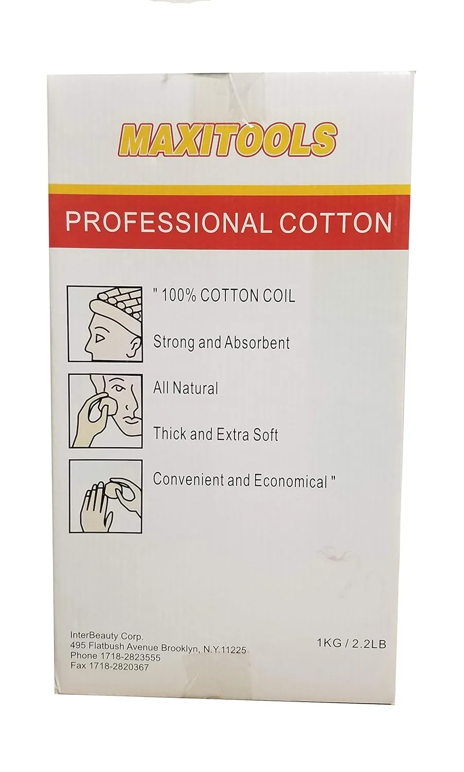 MAXITOOLS Professional Cotton Roll Coil - Dispenser Box - 2.2 Lb. Coil - Perfect for Hair Salon, Nail Salon, Nail Polish Removal
