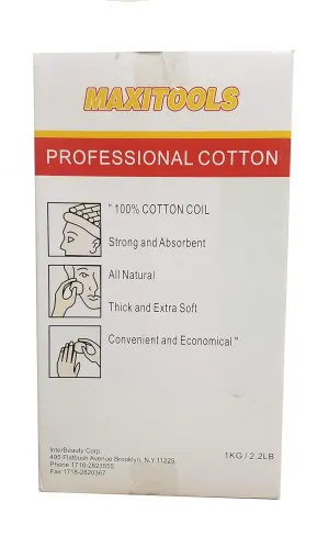 MAXITOOLS Professional Cotton Roll Coil - Dispenser Box - 2.2 Lb. Coil - Perfect for Hair Salon, Nail Salon, Nail Polish Removal