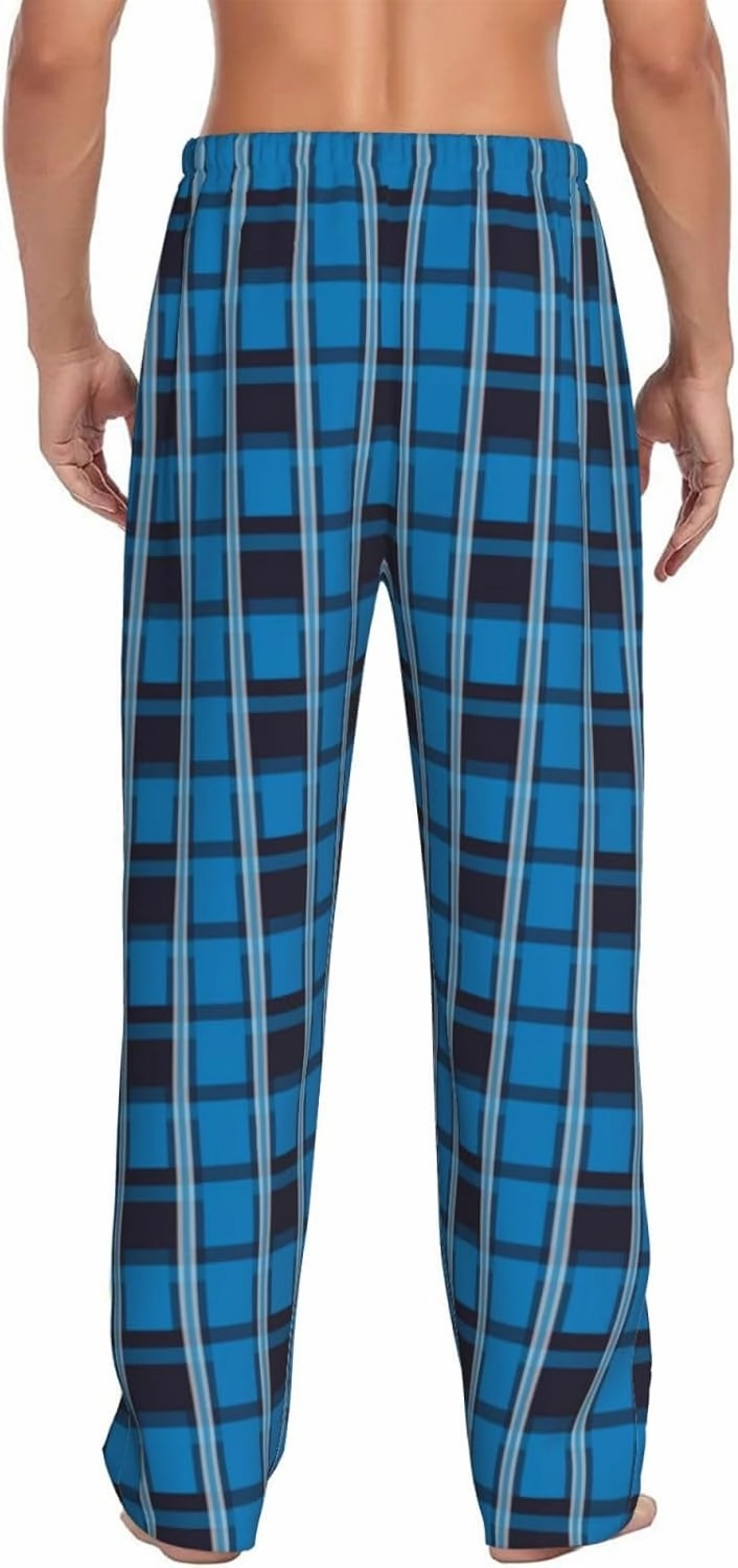 Men's Plaid Pajama Pants Custom Name Number Comfy Drawstring Pajama Lounge Sleep Pants with Pockets