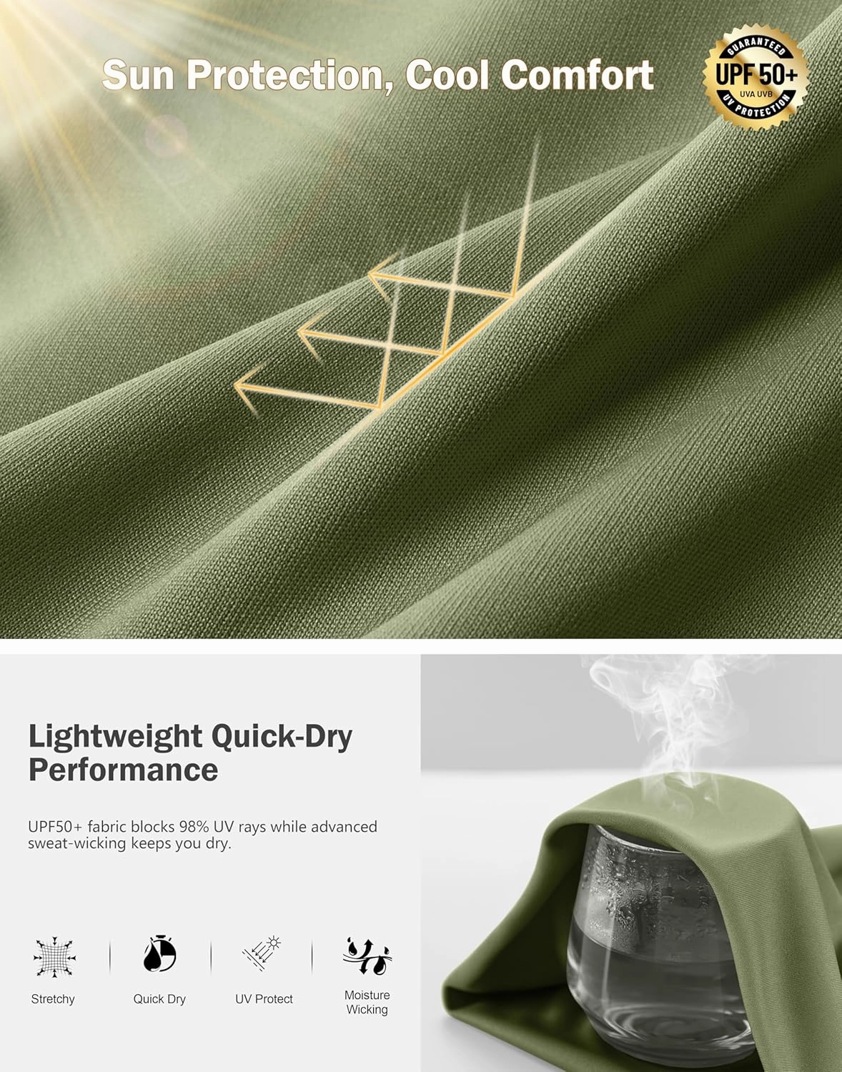 Men's UPF 50  Sun Protection Dry Fit Workout T-Shirts Rash Guard Swim Shirts Moisture Wicking Tee for Athletic, Beach, Hiking