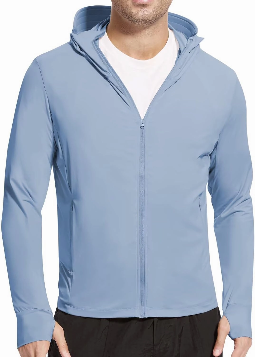 Men's UPF 50  Sun Protection Shirts Cooling SPF Hoodie Jacket Pocket Long Sleeve UV Clothing for Fishing Hiking