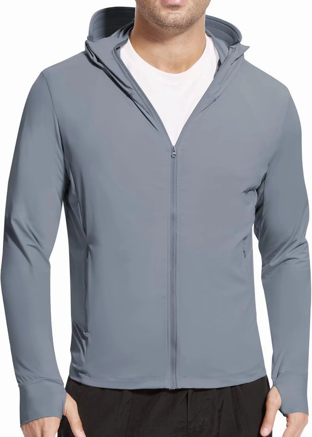 Men's UPF 50  Sun Protection Shirts Cooling SPF Hoodie Jacket Pocket Long Sleeve UV Clothing for Fishing Hiking