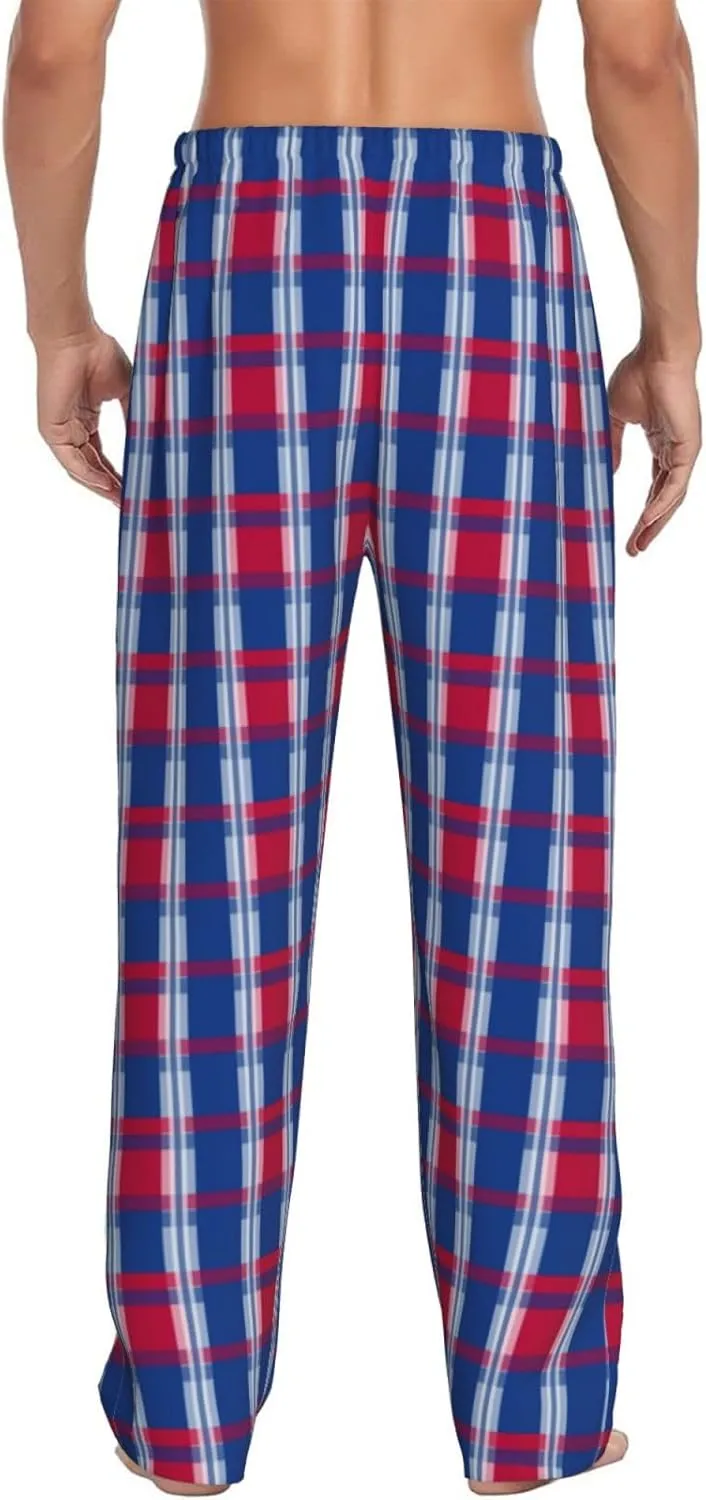 Men's Plaid Pajama Pants Custom Name Number Comfy Drawstring Pajama Lounge Sleep Pants with Pockets