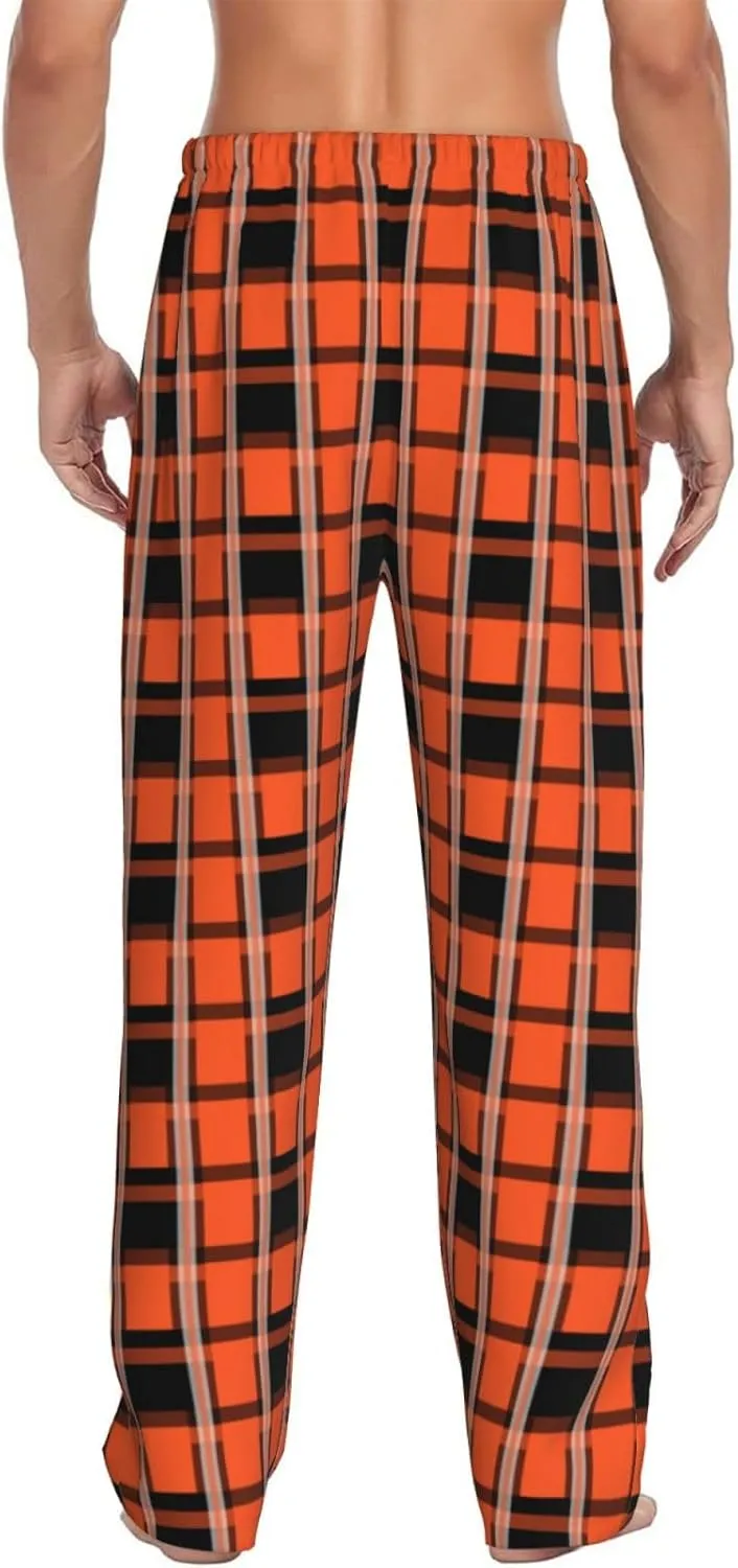 Men's Plaid Pajama Pants Custom Name Number Comfy Drawstring Pajama Lounge Sleep Pants with Pockets