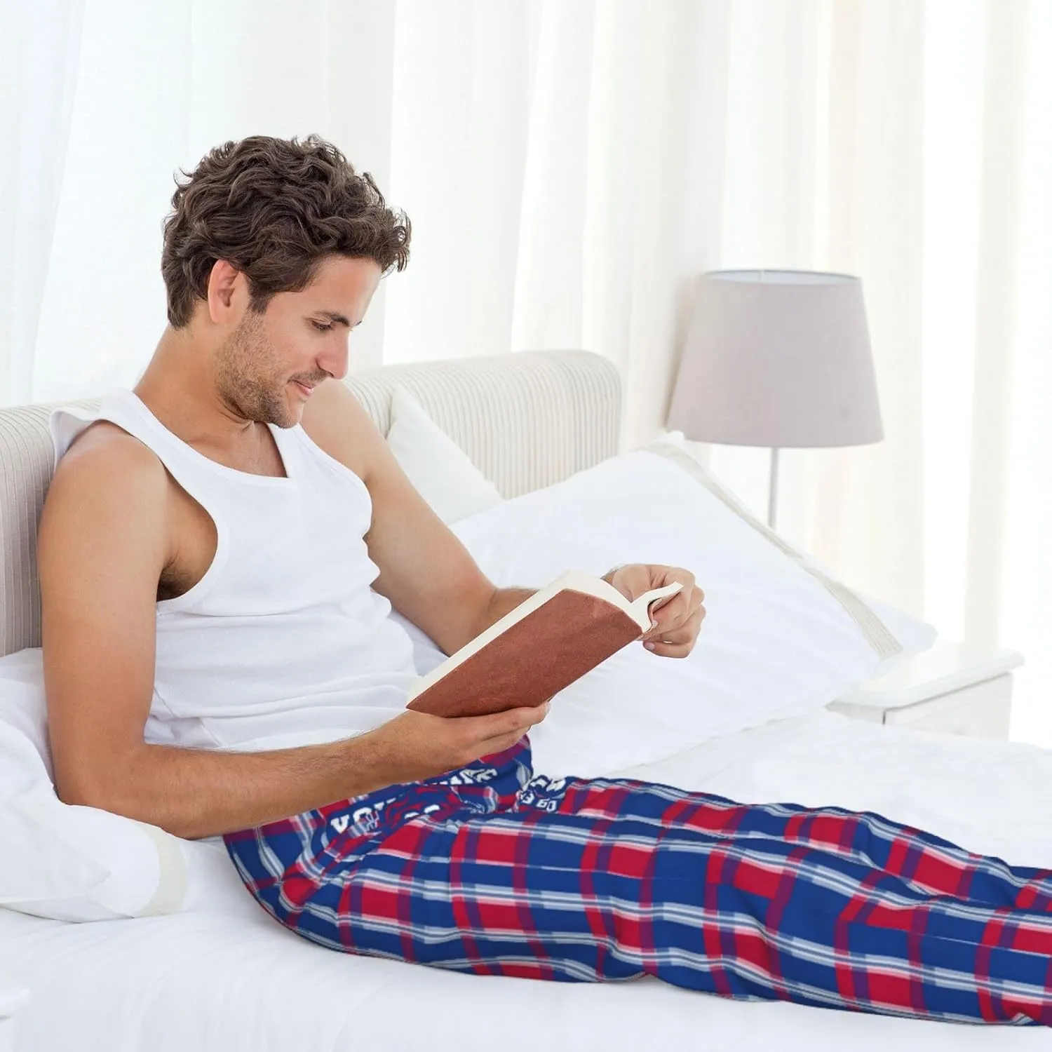 Men's Plaid Pajama Pants Custom Name Number Comfy Drawstring Pajama Lounge Sleep Pants with Pockets