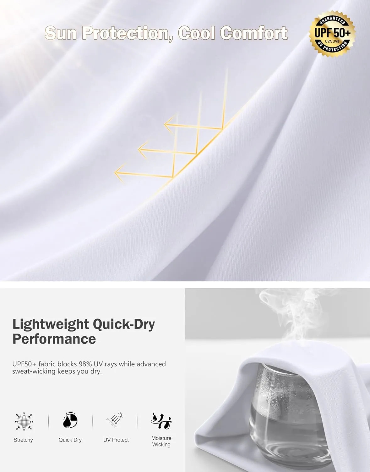 Men's UPF 50  Sun Protection Dry Fit Workout T-Shirts Rash Guard Swim Shirts Moisture Wicking Tee for Athletic, Beach, Hiking