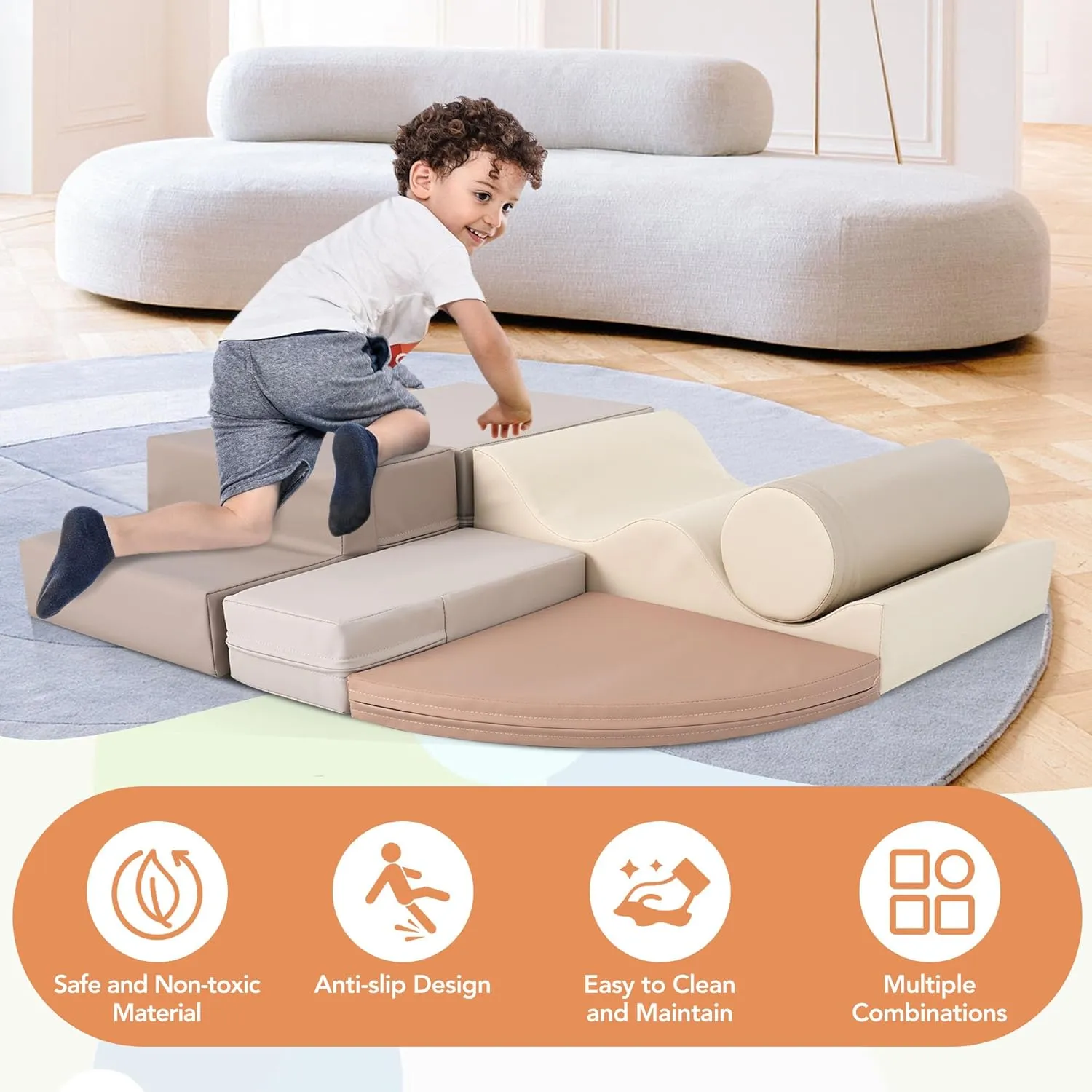 Merax Climbing Toys for Toddlers, Soft Climb and Crawl Playset Indoor Baby Soft Foam Blocks for Climbing, Crawling, 6-Piece