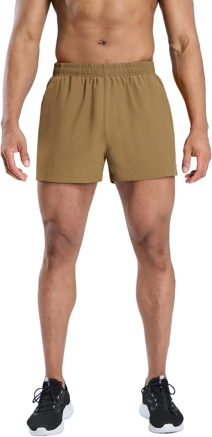 MIER Mens 3 Inch Shorts for Athletic Running Dry Fit Lightweight Workout Gym Active Shorts with Brief Liner, Pockets