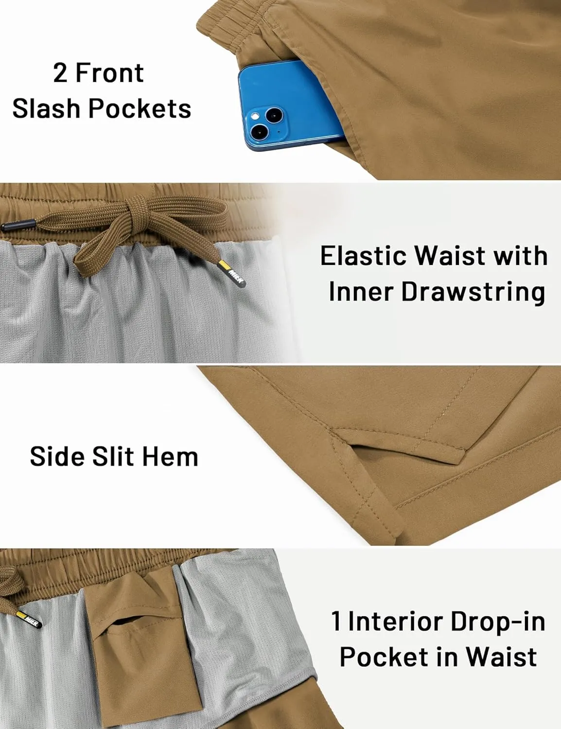 MIER Mens 3 Inch Shorts for Athletic Running Dry Fit Lightweight Workout Gym Active Shorts with Brief Liner, Pockets