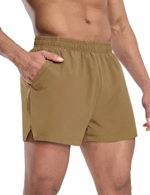 MIER Mens 3 Inch Shorts for Athletic Running Dry Fit Lightweight Workout Gym Active Shorts with Brief Liner, Pockets