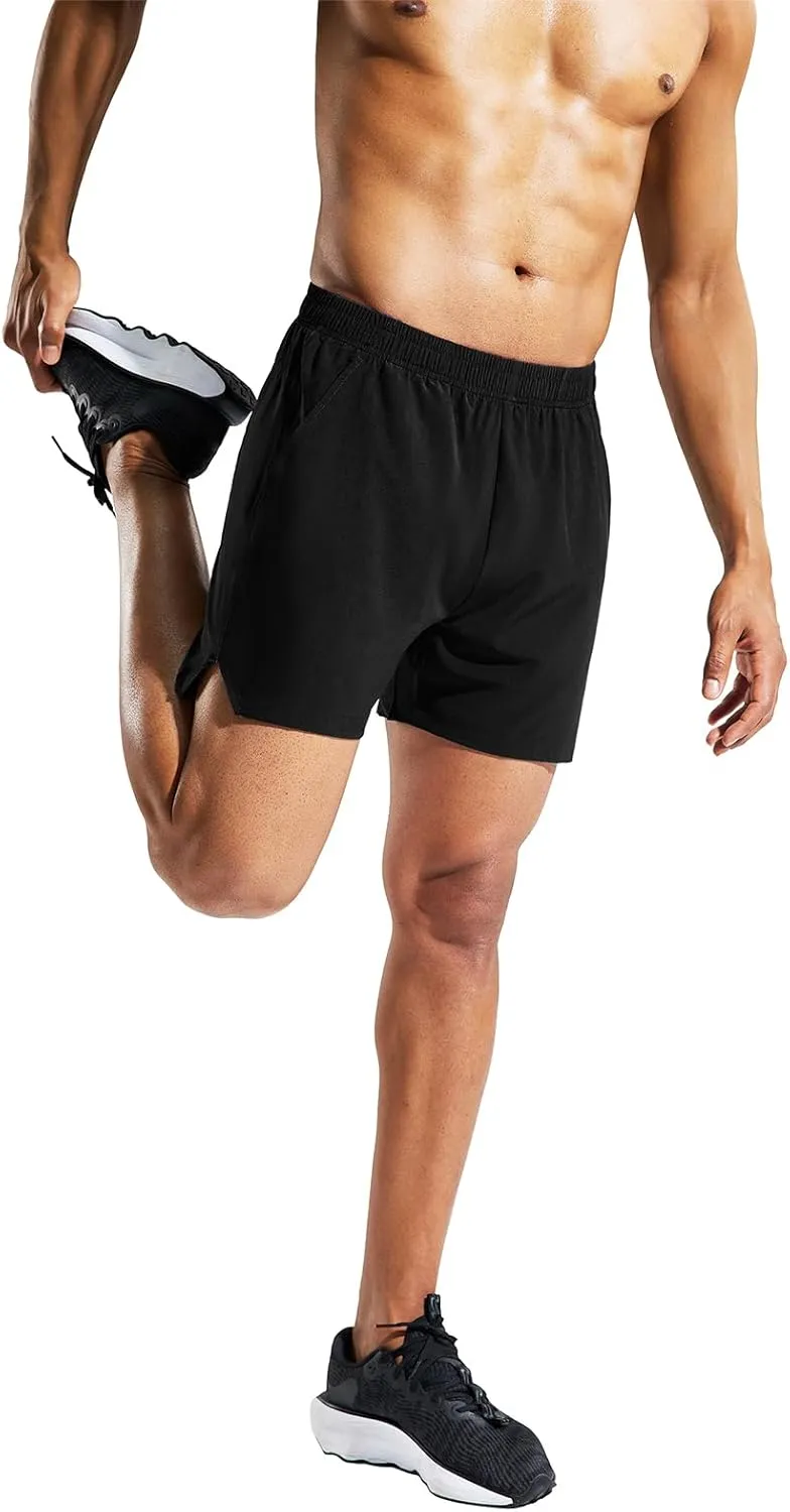 MIER Men's 5 Inch Running Athletic Shorts with Pockets Quick Dry Lightweight Gym Workout Shorts, Elastic Waist