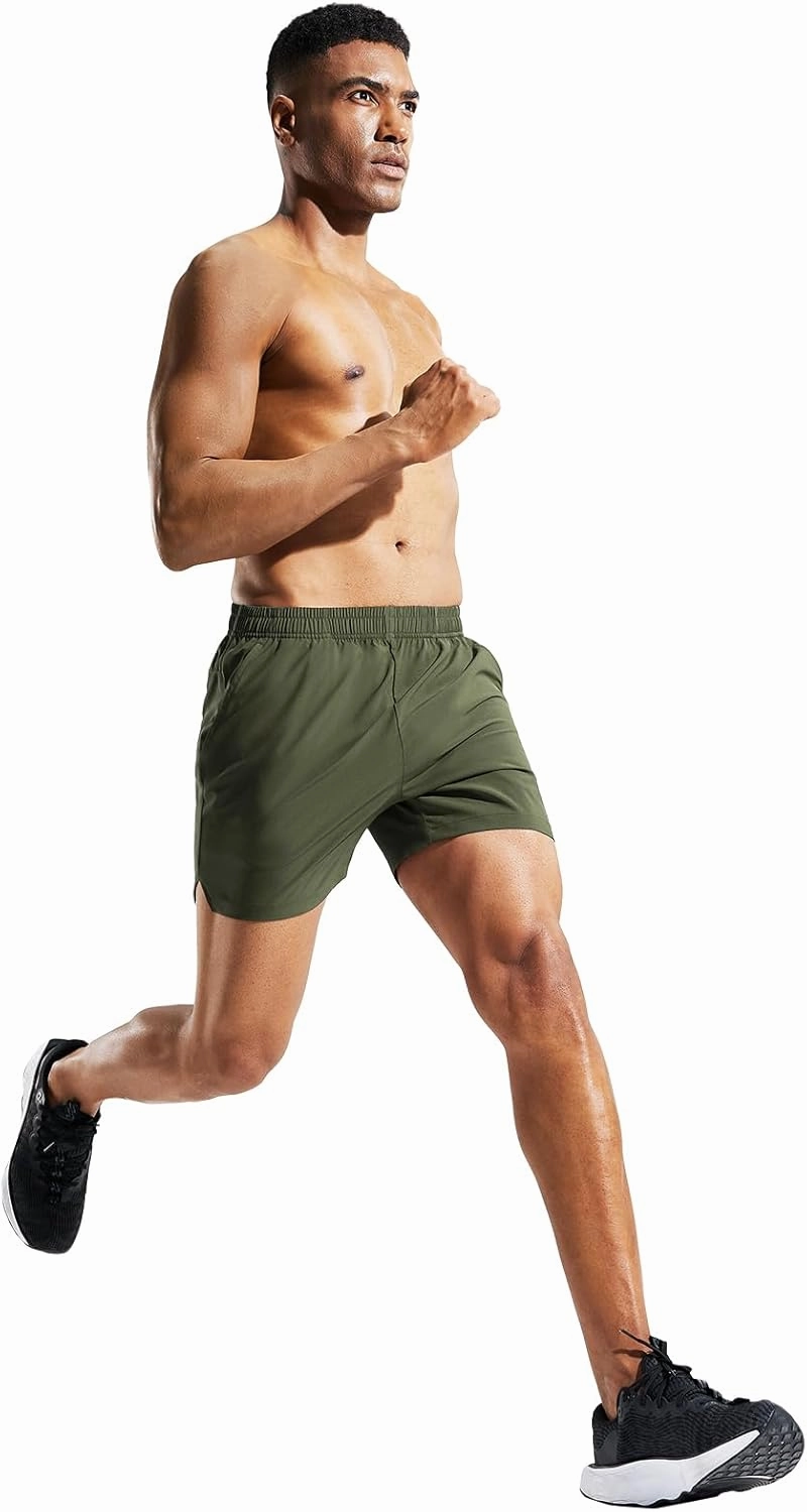 MIER Men's 5 Inch Running Athletic Shorts with Pockets Quick Dry Lightweight Gym Workout Shorts, Elastic Waist