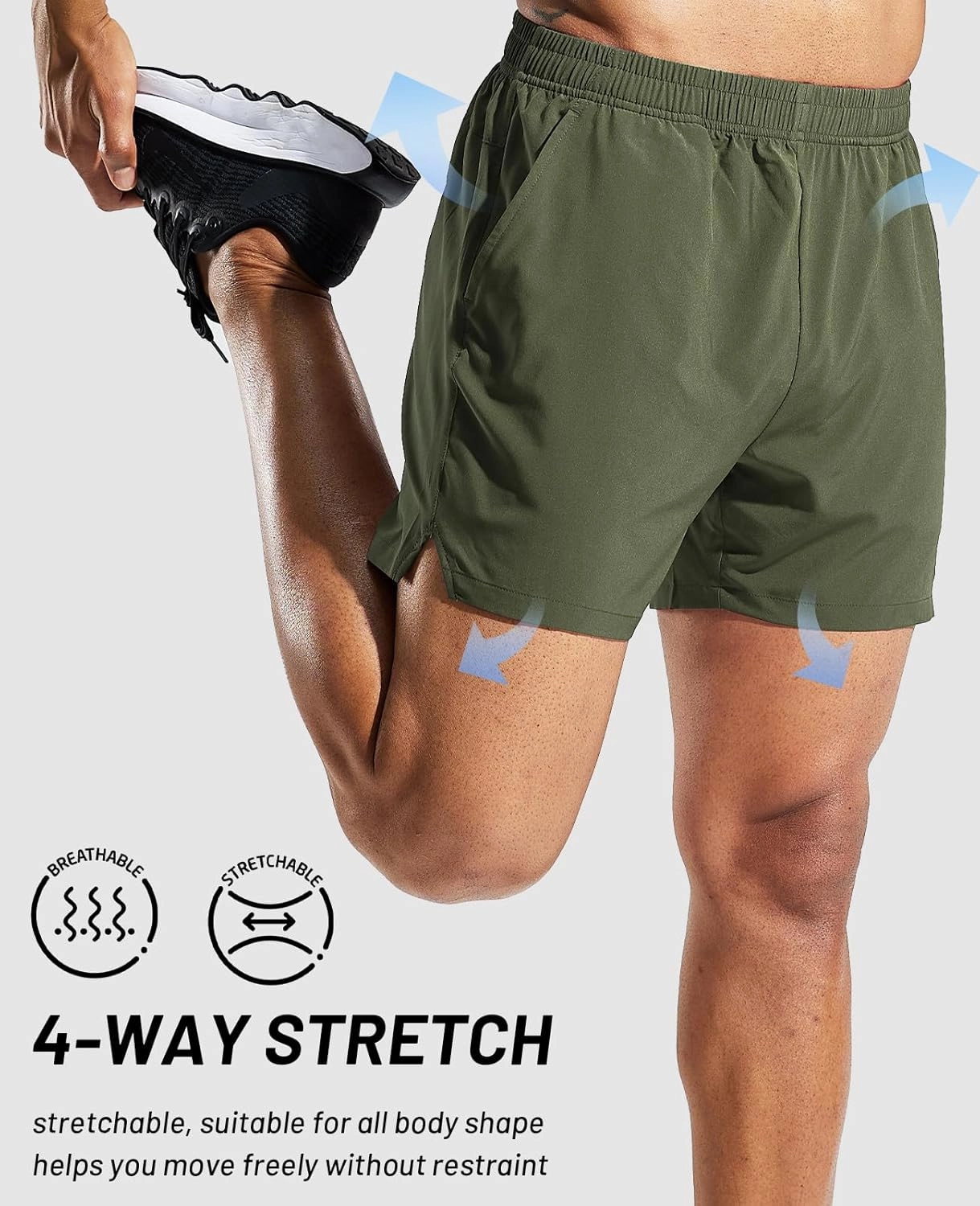 MIER Men's 5 Inch Running Athletic Shorts with Pockets Quick Dry Lightweight Gym Workout Shorts, Elastic Waist