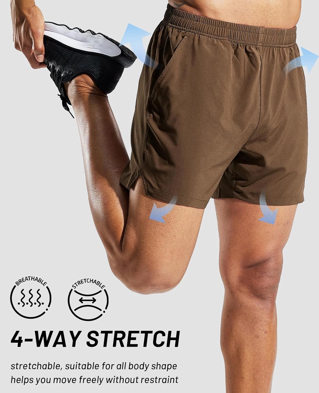 MIER Men's 5 Inch Running Athletic Shorts with Pockets Quick Dry Lightweight Gym Workout Shorts, Elastic Waist