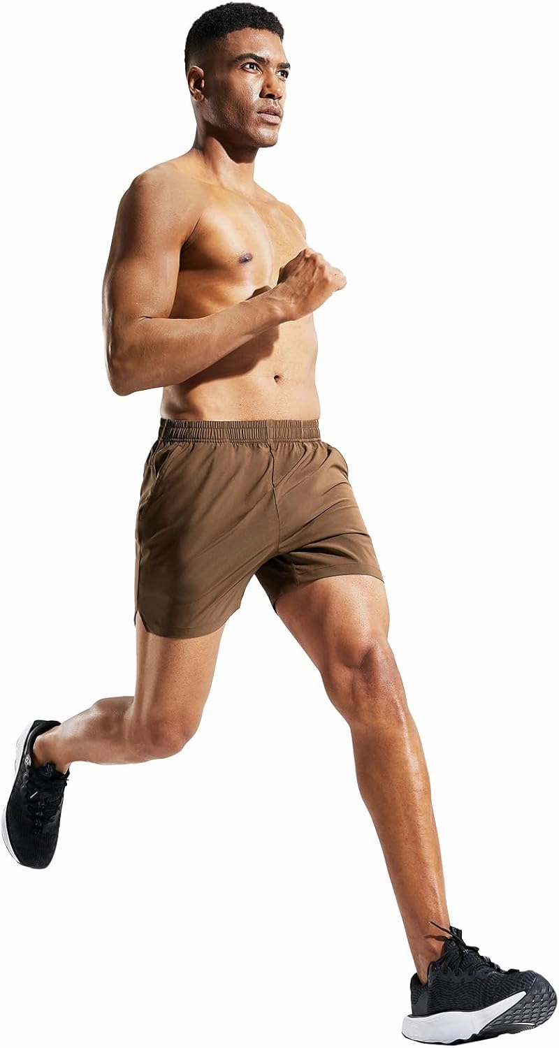 MIER Men's 5 Inch Running Athletic Shorts with Pockets Quick Dry Lightweight Gym Workout Shorts, Elastic Waist