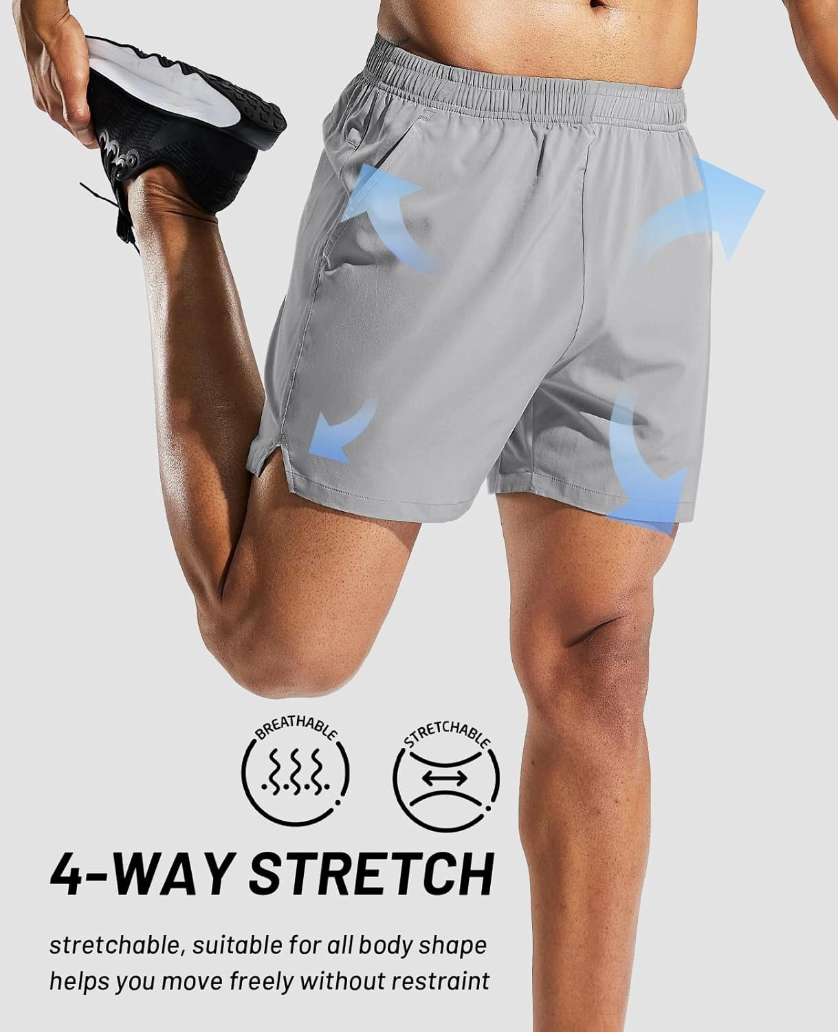 MIER Men's 5 Inch Running Athletic Shorts with Pockets Quick Dry Lightweight Gym Workout Shorts, Elastic Waist