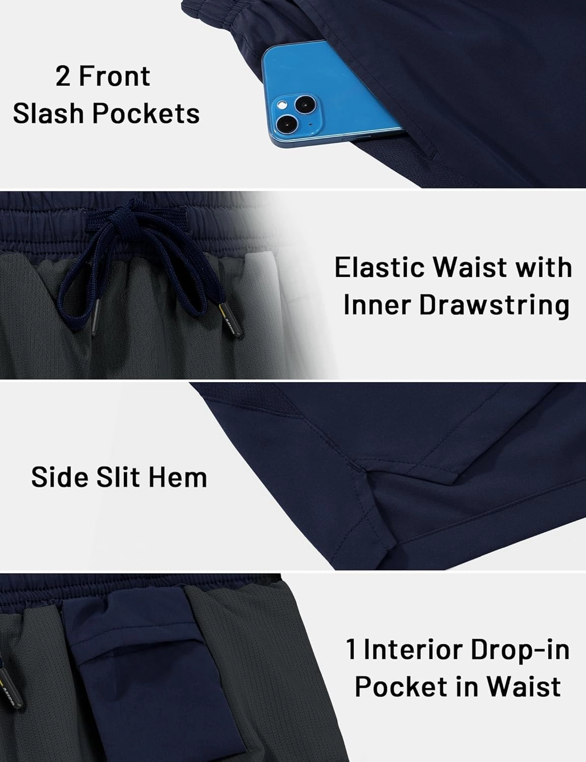 MIER Mens 3 Inch Shorts for Athletic Running Dry Fit Lightweight Workout Gym Active Shorts with Brief Liner, Pockets