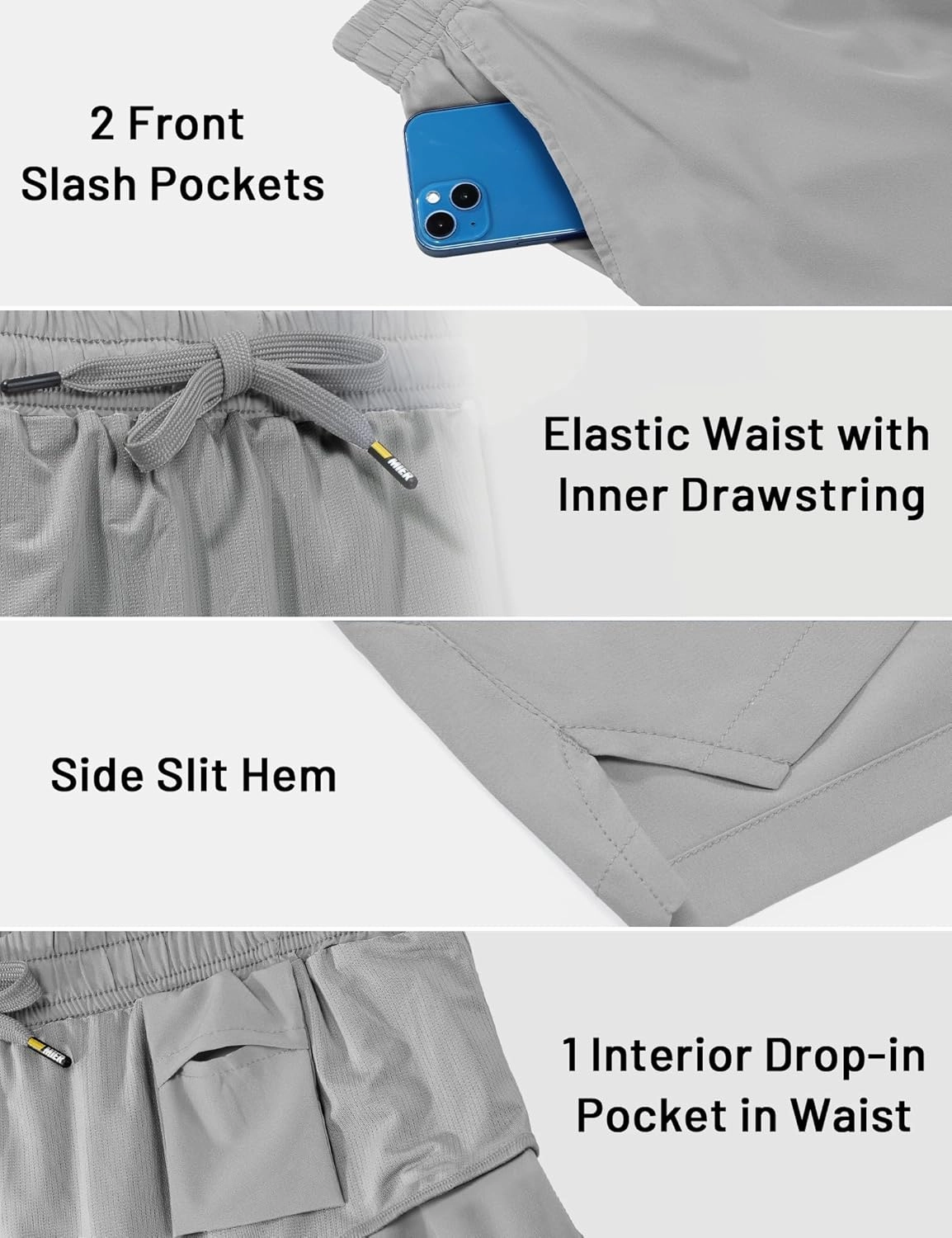 MIER Mens 3 Inch Shorts for Athletic Running Dry Fit Lightweight Workout Gym Active Shorts with Brief Liner, Pockets