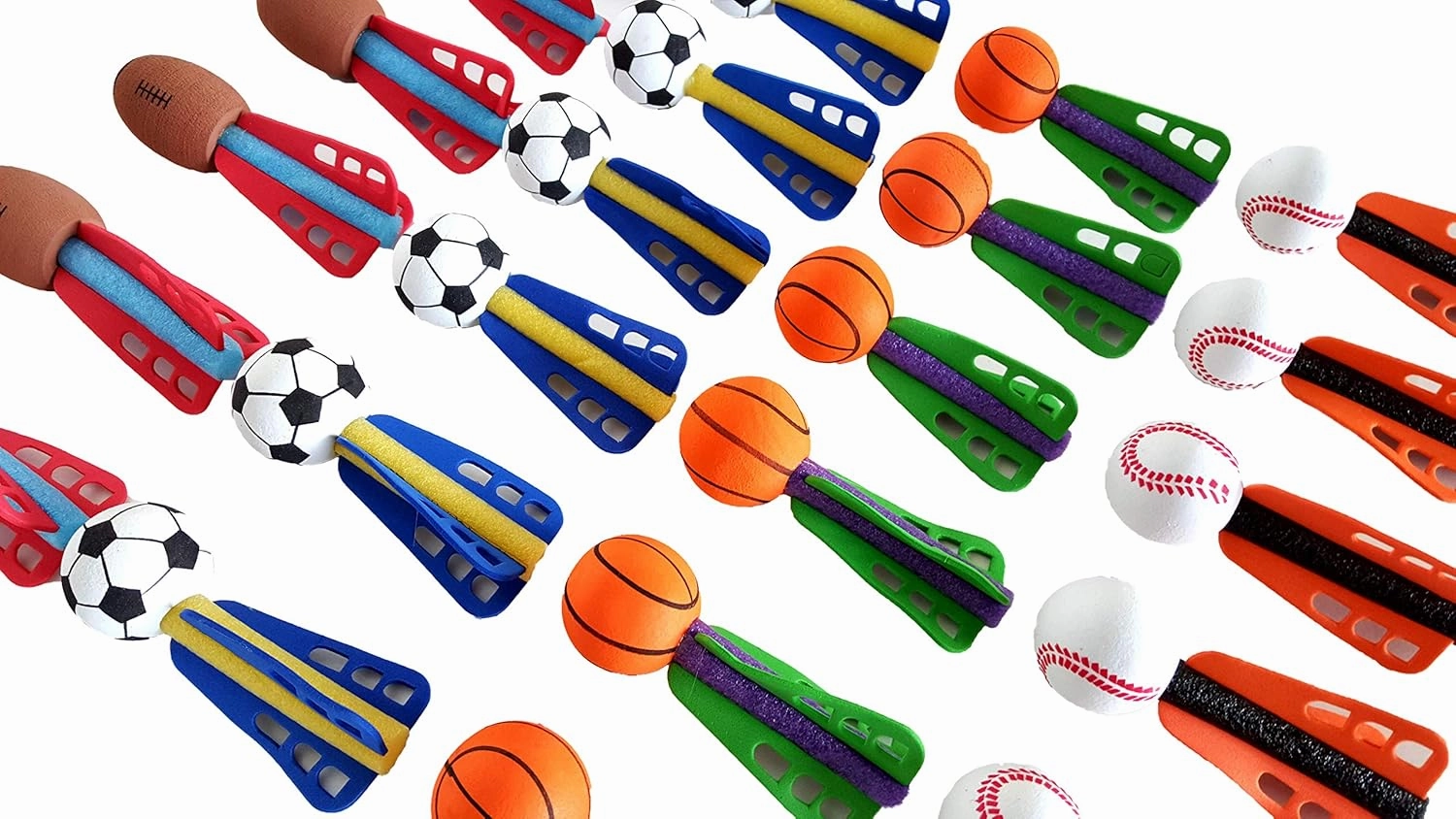 Mini Foam Sports Ball Rocket Launcher Party Favors, Basketball, Baseball, Soccer, Football Foam Rocket Party Favors
