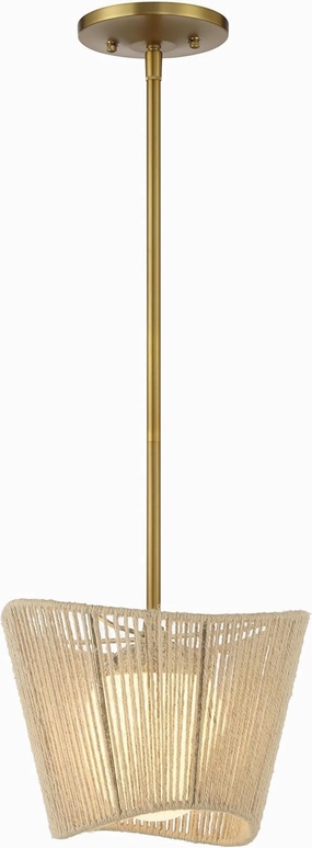 Minka Lavery 6573-695 Key Largo Pendant, 1-Light, 60 Total Watts, 10-in H x 7.5-in W, Soft Brass