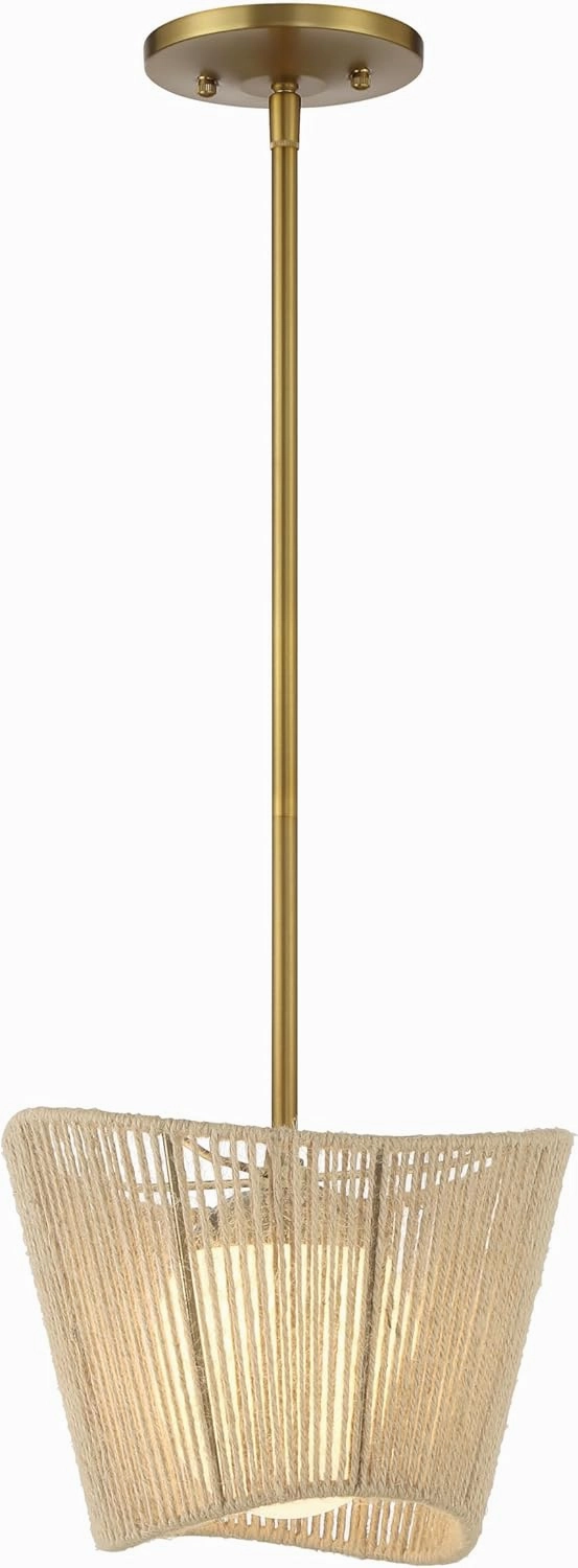 Minka Lavery 6573-695 Key Largo Pendant, 1-Light, 60 Total Watts, 10-in H x 7.5-in W, Soft Brass