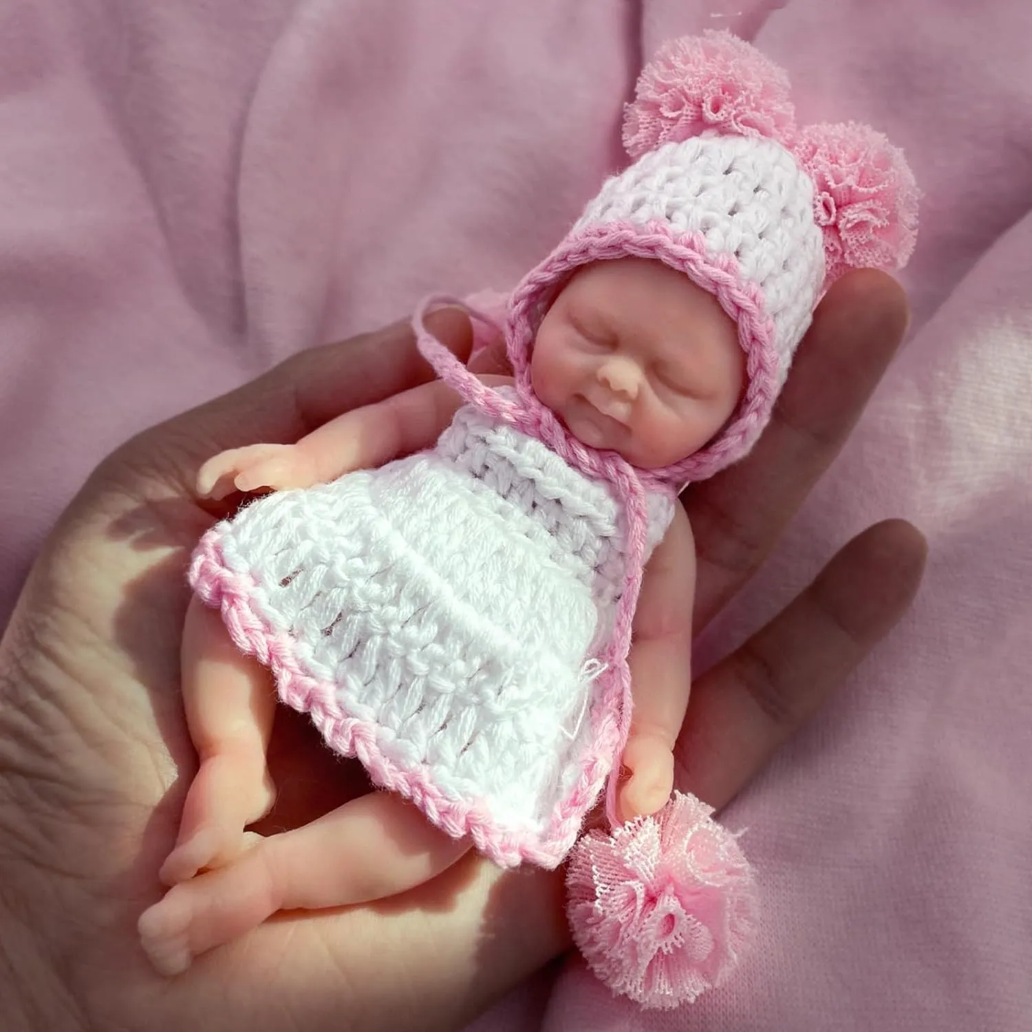 Mire & Mire Reborn Baby Dolls, 4.5 inch Miniature Sleeping Full Silicone Mini Baby Dolls with Feeding Accessory Lifelike Baby Doll Soft Realistic Baby Doll