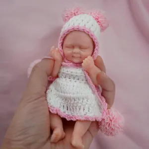 Mire & Mire Reborn Baby Dolls, 4.5 inch Miniature Sleeping Full Silicone Mini Baby Dolls with Feeding Accessory Lifelike Baby Doll Soft Realistic Baby Doll